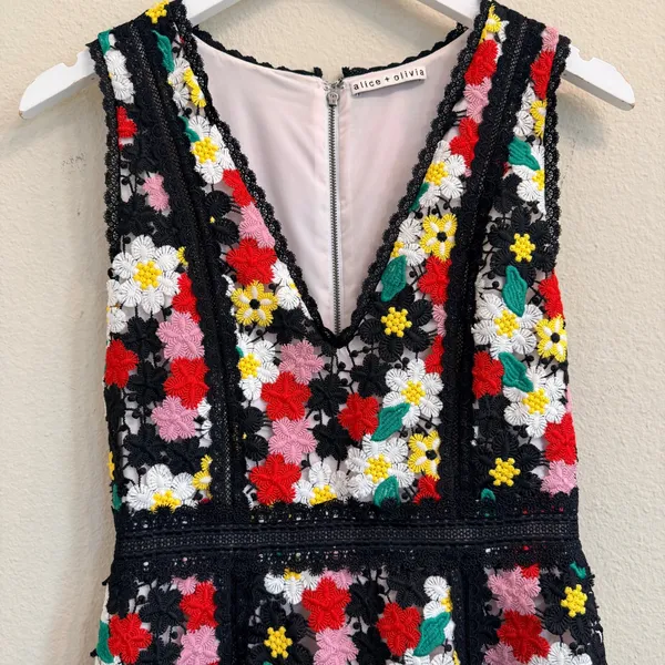 Alice + Olivia Zula Party Mini Dress Size 2 XS Floral Lace Embroidered Cocktail - Image 11