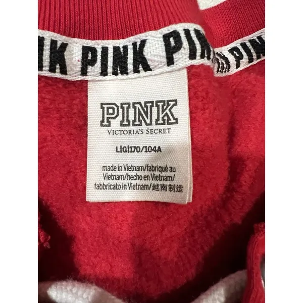 PINK by Victoria’s Secret Red Lace Up Sweatshirt Top Snowflakes Ski Winter Large - Image 6
