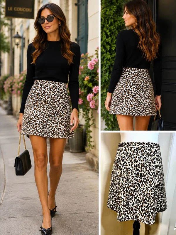 NWT TUCKERNUCK Murphy Leopard A-Line Mini Skirt XS Preppy Chic Womens XS 💛 - Image 2
