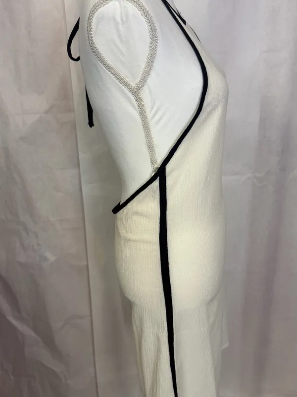 H&M White Halter Slip Dress with Black Trim - Image 8