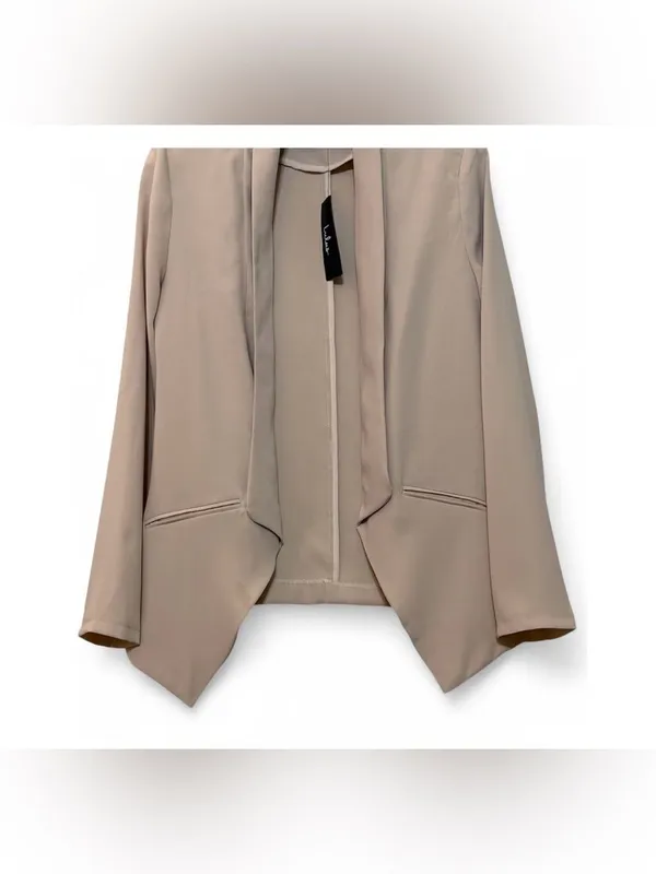 NWT Lulus Women’s Miss Punctuality Taupe Lightweight Open Front Blazer Size M - Image 10