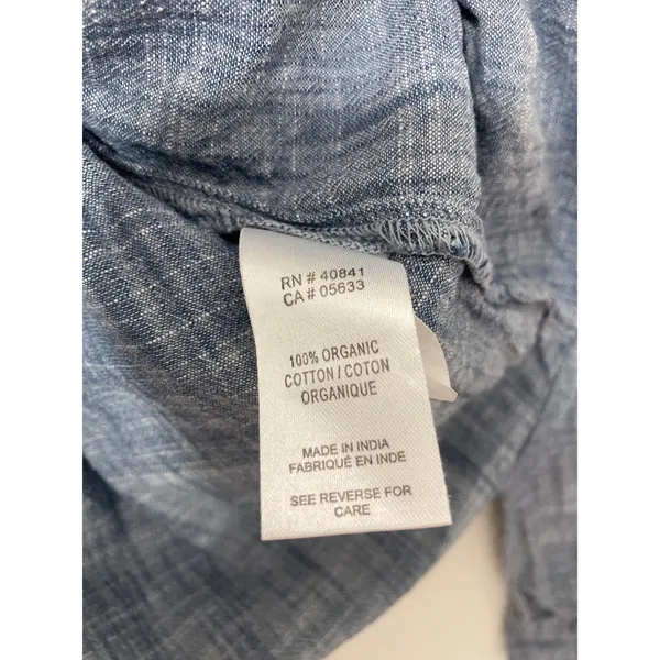 Aventura Organic Cotton Granola Gritty Boho Chambray Denim Blue Button Up Shirt - Image 6