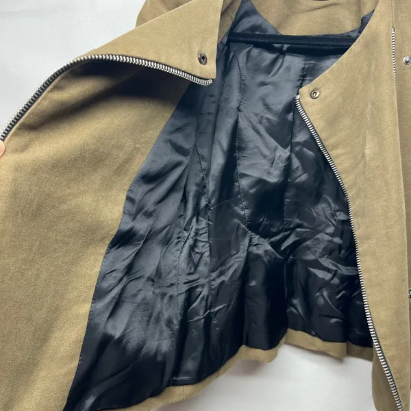 Zara Woman Faux Suede Brown Full Zip Moto Jacket Size XS Flawed - Image 7