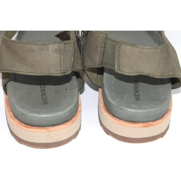 Merrell District‎ Mendi Backstrap Sandals Womens 8 Olive Green Good Leather Zip - Image 5