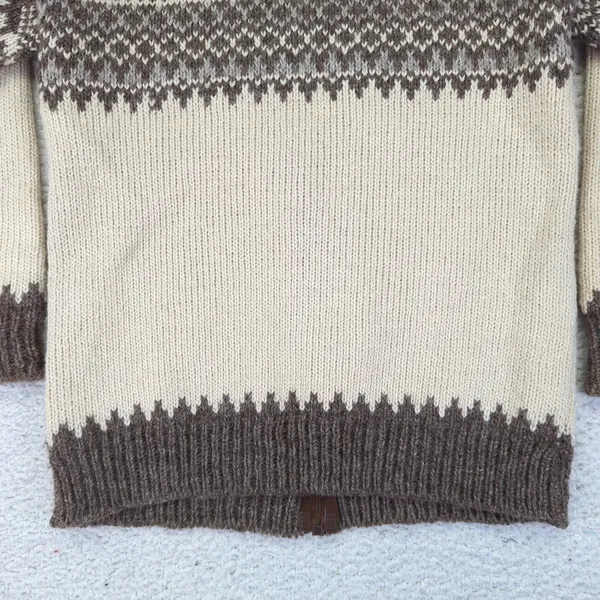 Vintage Rapaki Mahana Pure‎ Wool Cardigan Women's Medium NZ Brown Cream Knitwear - Image 10