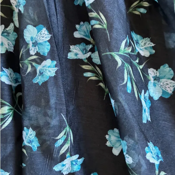 Lulus Black Blue Floral Puff Sleeve Square Neck Babydoll Mini Dress Medium‎ - Image 12