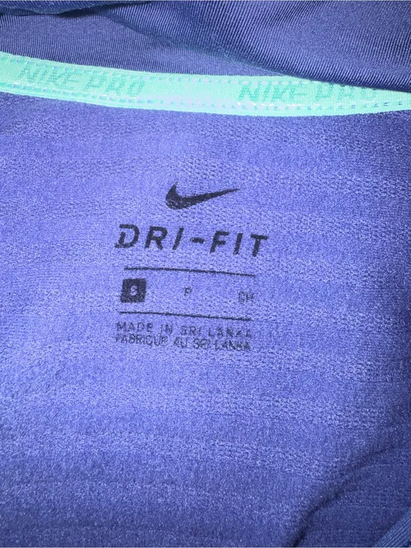 Nike Women’s Navy Blue Quarter-Zip Long Sleeve Top with Teal Accents - Image 4