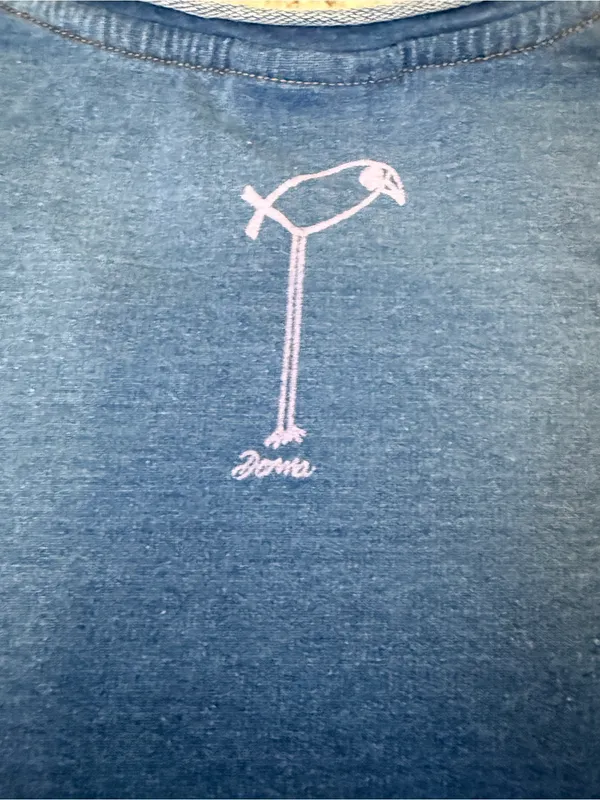 Wild‎ Palms Indigo Blue Bird Graphic Boxy Pocket Top Size Small - Image 9