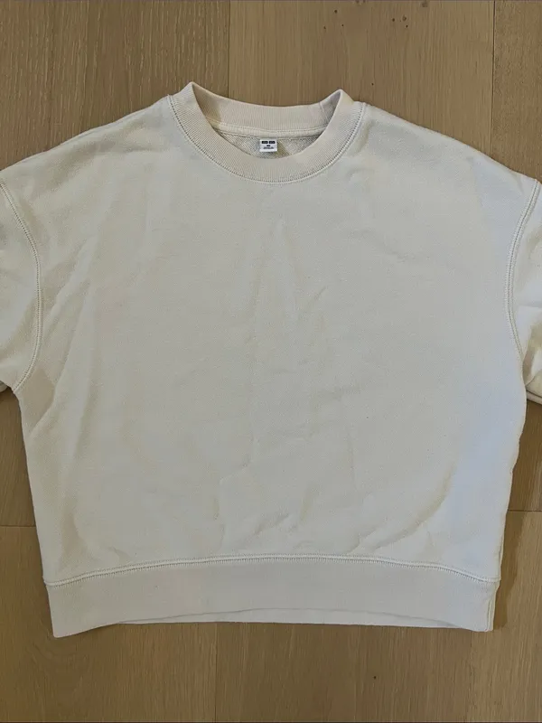 Uniqlo Cotton Crewneck Sweater in Beige Cream Women's XS Extra Small - Image 2