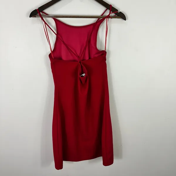 Mango Red Strappy Mini Dress Womens 8 Bodycon‎ Cocktail Party Y2K Coquette - Image 7