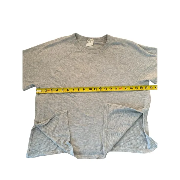 Offline by‎ Aerie Gray Short Sleeve Sweatshirt Medium Terry Knit Lounge Top - Image 6