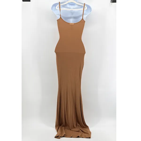 SKIMS Camel Brown Soft Lounge Ribbed Long Slip Maxi Dress Size Small S EUC - Image 6