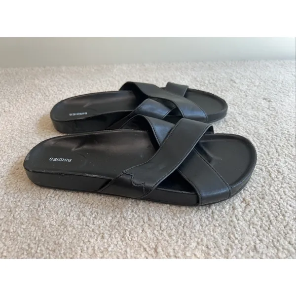 Birdies The Robin Slide Sandals Shoes Black Leather Festival Boho Beach - Image 4
