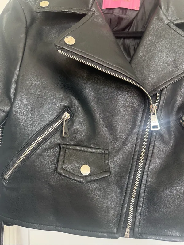 Azalea Wang Cropped Moto Leather & Rhinestone Jacket - Image 6