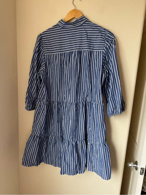 GAP Tiered Poplin Puff Sleeve Mini Dress Size XL - Image 3