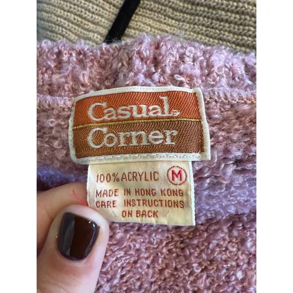 Vintage Casual Corner‎ Knit Vest Sleeveless Cable Knit Pink Sweater Vest M - Image 3
