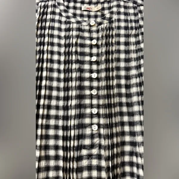 Faherty Isha Sleeveless Gingham Plaid Black / White‎ Shift Dress Size XS $178 - Image 5