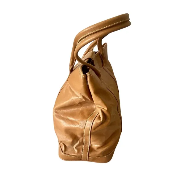Womens Vegan Leather Tote Tan - Image 6