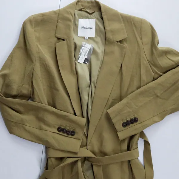 Madewell The Drapey Tie-Waist Blazer Tawny Olive Women XS‎ NWT Quiet Luxury - Image 3