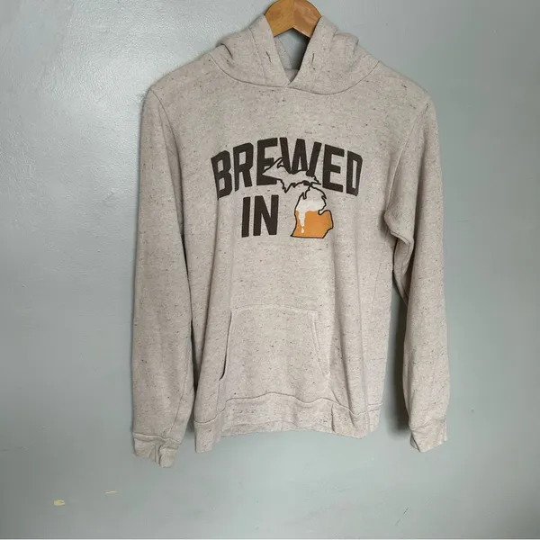 Beige Gray Women's Beer Brewed in MI Michigan Hoodie - Image 3