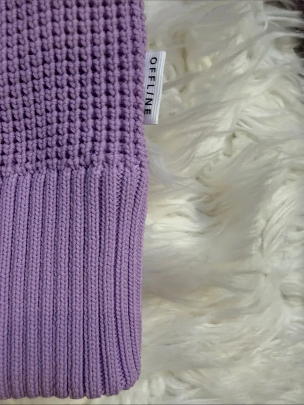 Aerie Offline Cool Down quarter zip slouchy waffle sweater Lively Lilac L - Image 11