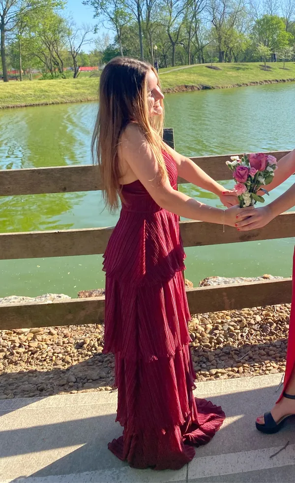 Maroon red prom dress - Image 2