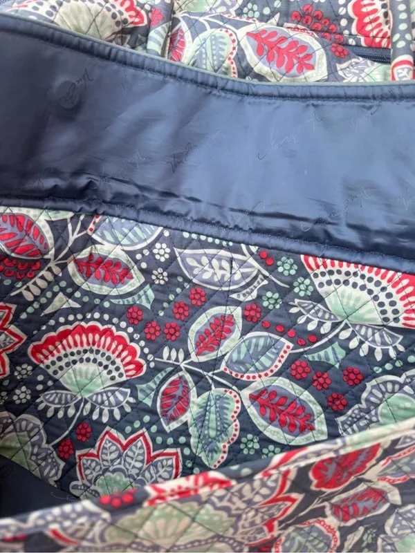 Vera Bradley Weekender Floral Duffle Bag in Gray & Red Quilted Paisley Large - Image 3