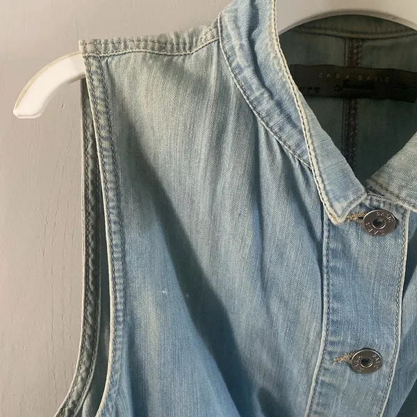 Vintage Zara Short scrunched Denim Vest - Image 4