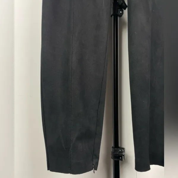 Zara Basic Black Faux Suede Tapered Ankle Zip Mid Rise Elastic‎ Waist Leggings - Image 3