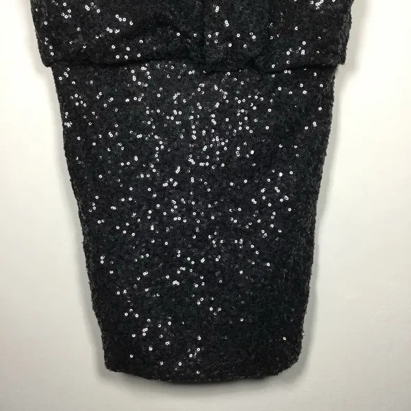 Astr Black All Over Sequin Glam Club Party‎ Concert Deep V Mini Dress S/M - Image 3