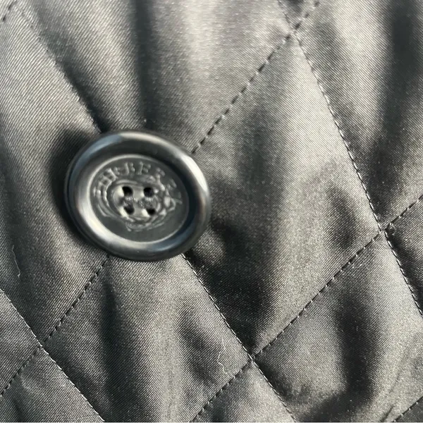 BURBERRY London QUILTED JACKET WOMENS Small BLACK Button Nova Double Breast - Image 3