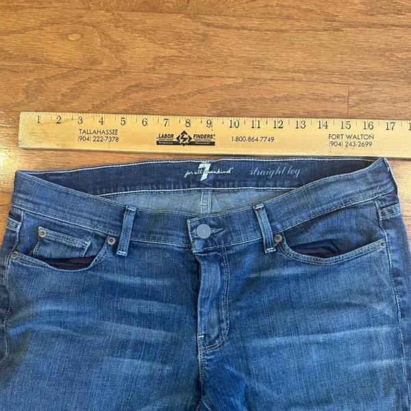 7 For All Mankind Womens Straight Leg Jeans Blue Medium Wash Sz 31 Stretch - Image 7