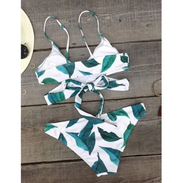 Cupshe ✨Fresh Leaves Printing Cross Padding Bikini Set✨ - Image 4