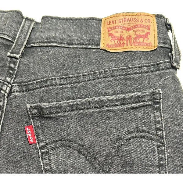 Levi's Mid Length Cut Off Shorts Womens 26 Black Denim Raw Hem Stretch Classic - Image 9