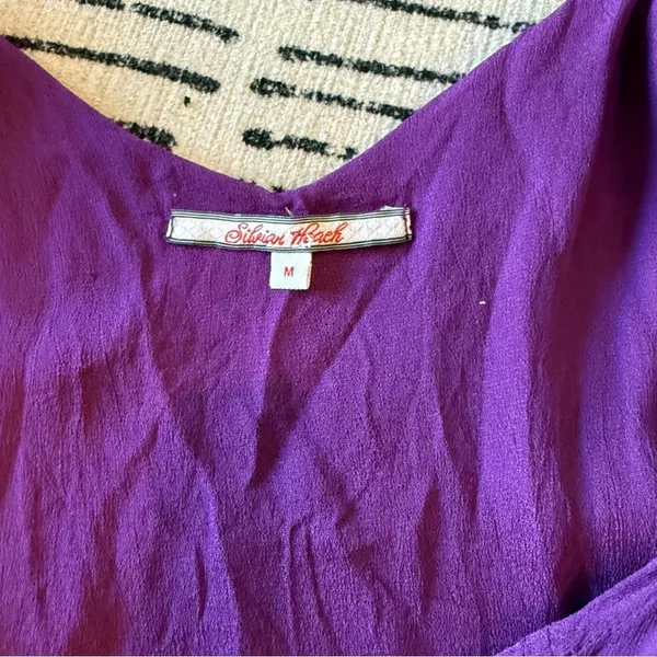 Silvian Heach Purple Knit Mini Dress Tiered Ruffle Hem Medium - Image 4