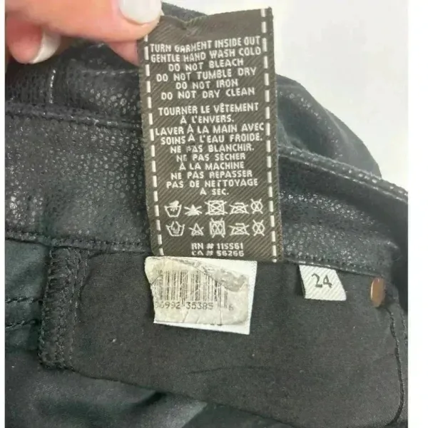 7 For All Mankind Women's Skinny‎ Jeans Size 24 Black Coated - Image 10