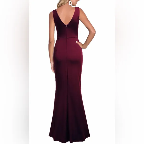 NEW WOOSEA Sleeveless V Neck Split Evening Cocktail Formal Maxi Long Dress L - Image 2