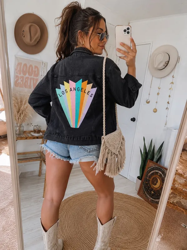 PacSun Black Jean Jacket Oversized - Image 2