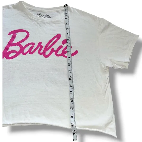 Mattel Barbie "Let's Roll" Pink Convertible Graphic Crop Top Tee - Size M - Image 5