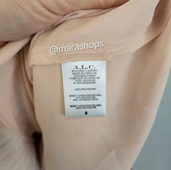 A.L.C. Pink Rose Gold Aurora Pleated One Shoulder Midi Dress - Image 8