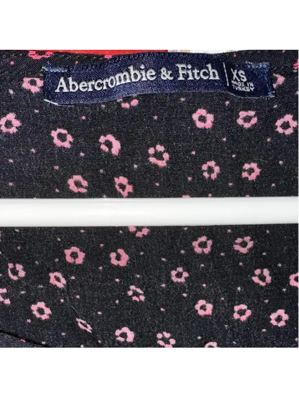 Abercrombie & Fitch Black Ditsy Floral Crop Top Long Sleeve Square Neck XS Bran - Image 5