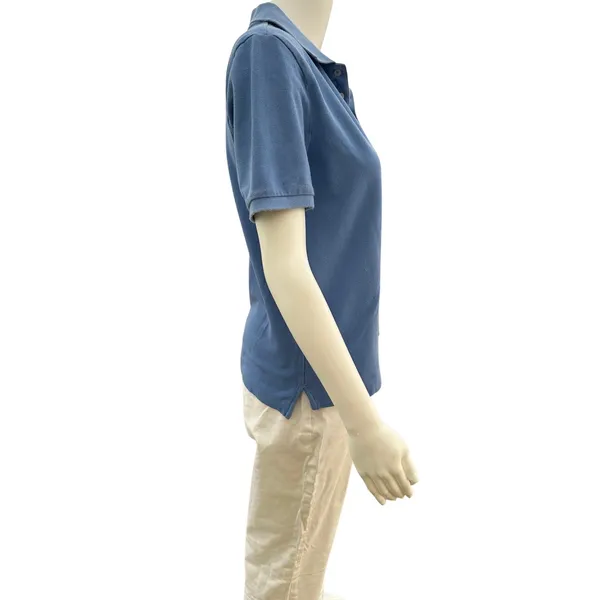 Vintage 90s Ralph Lauren Women’s Blue Polo Shirt Medium - Image 2