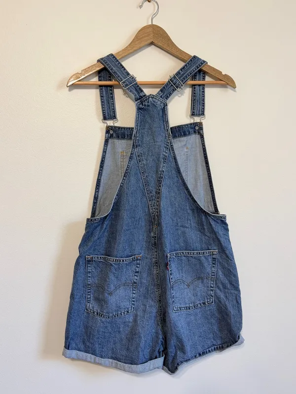 Levi’s Cotton Denim Overalls Shortalls Women’s Size Medium Blue - Image 5
