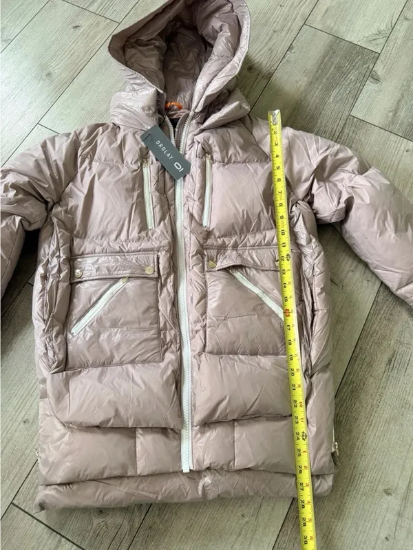 Orolay Women’s Size M Thickened Down Hooded Jacket. Mauve. Front zipper. NWT - Image 13