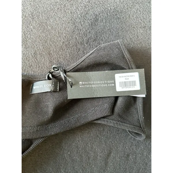 White Fox Women's "The Ex Factor Crop" Top Black S One Sleeve NWT‎ - Image 5