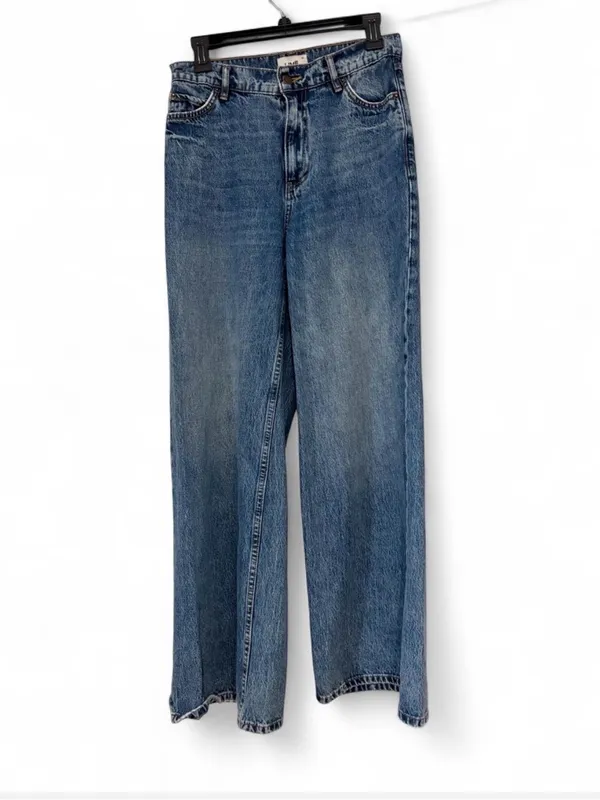 High-Rise Wide-Leg Women's Jeans in Medium Blue size 27 - Image 6