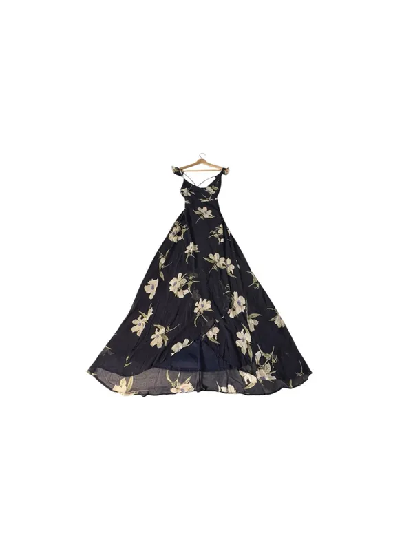 Lulus All Mine Wrap Maxi Dress XXS Navy Blue Floral High Slit Wedding Guest NWT - Image 8