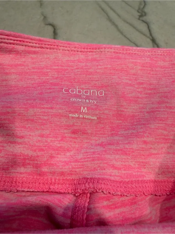 Cabana by Crown & Ivy Pink Space Dye High Waisted Athletic Leggings Pockets Med - Image 5