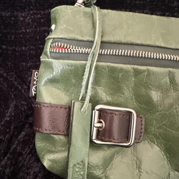 TANO leather handbag | shoulder strap, medium size U2k Green Brown Purse‎ - Image 4