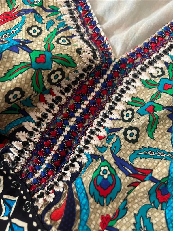 Anthropologie Bhauni by Jyoti Boho Printed Maxi Dress Embellished - Image 5
